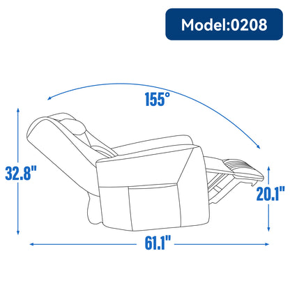 Davila Swivel and Rocker Power Recliner Chair with Lumbar and Neck Support - Blue