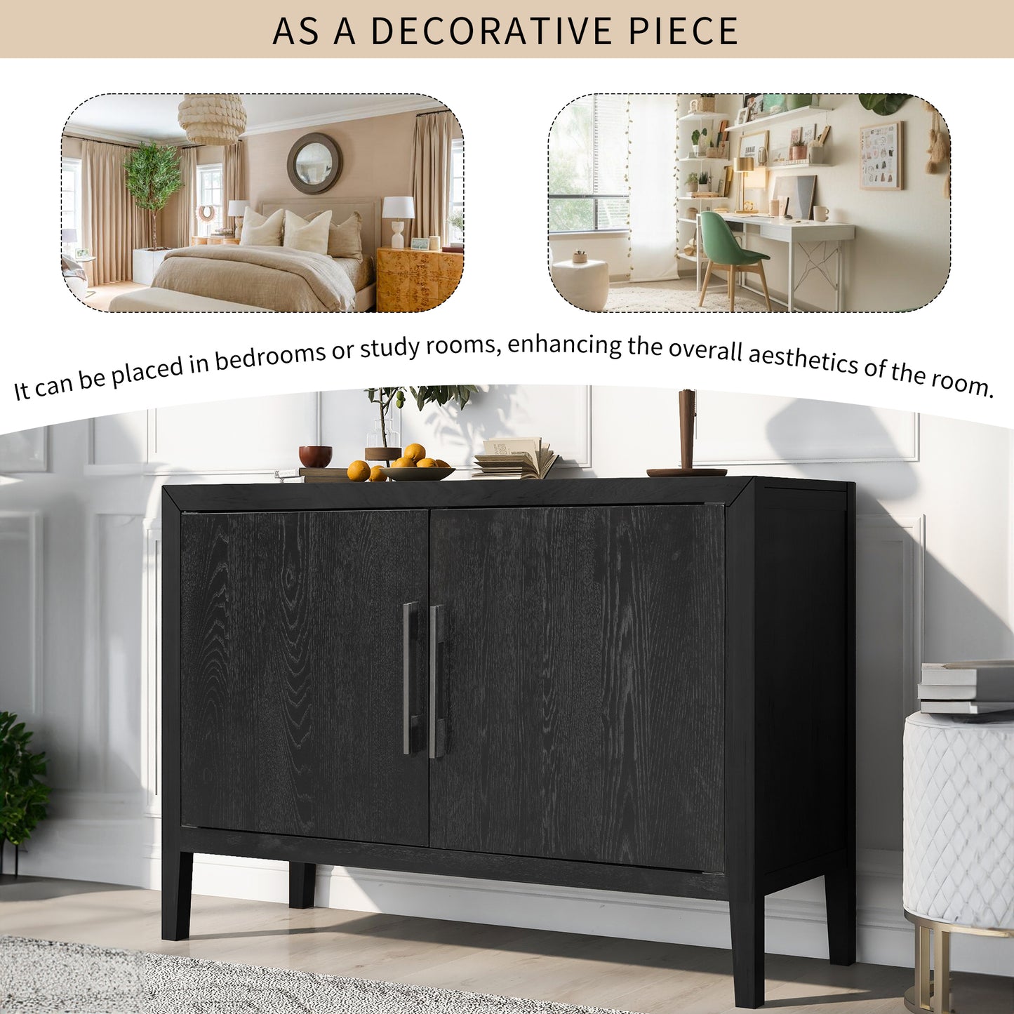 Otto Sideboard Accent Cabinet - Black