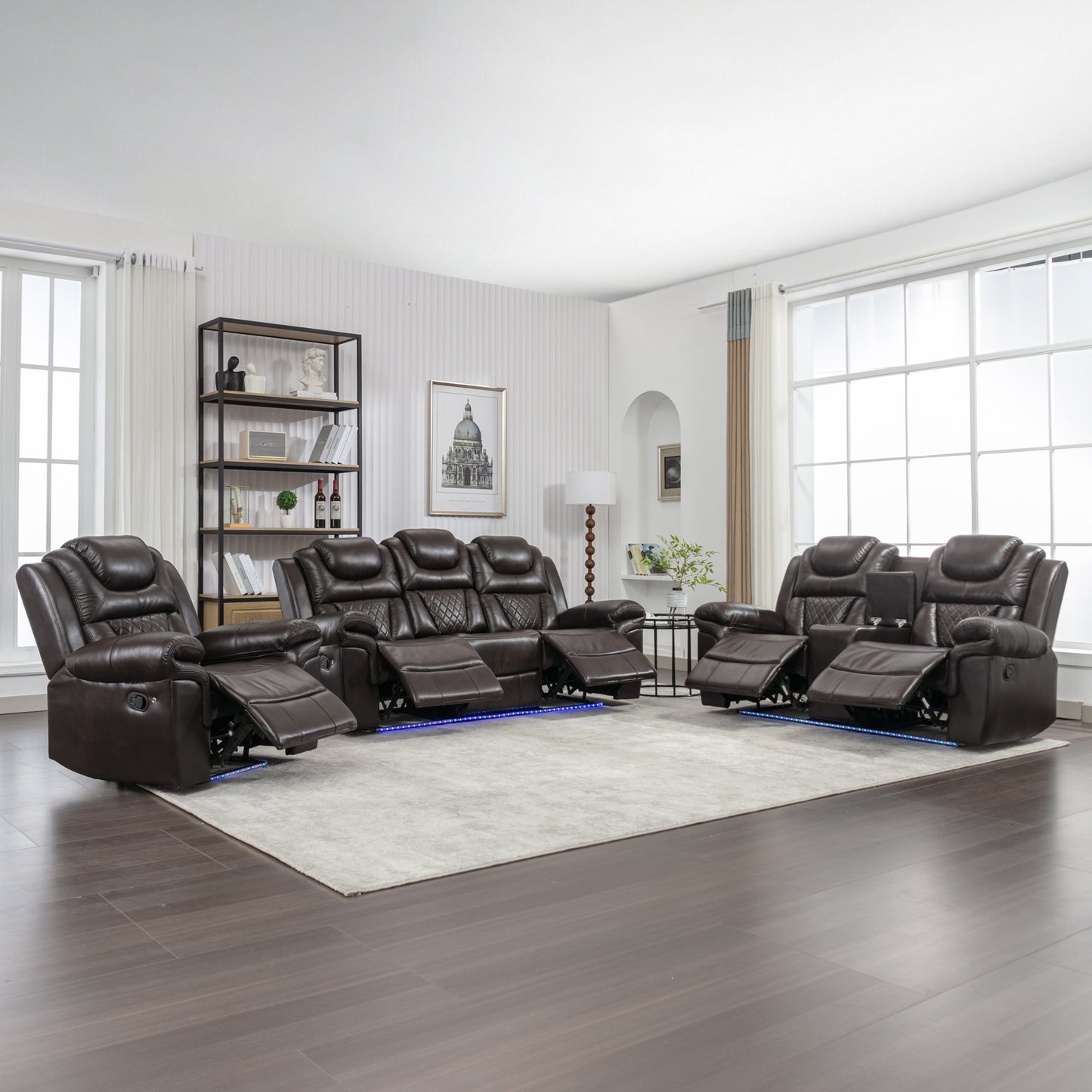 Milo 3 Pieces Recliner Sofa Sets - Brown