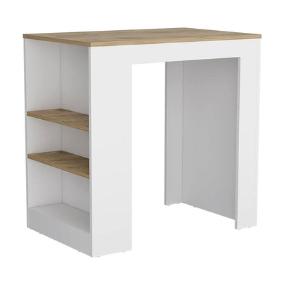 David Kitchen Island with Storage Base - White