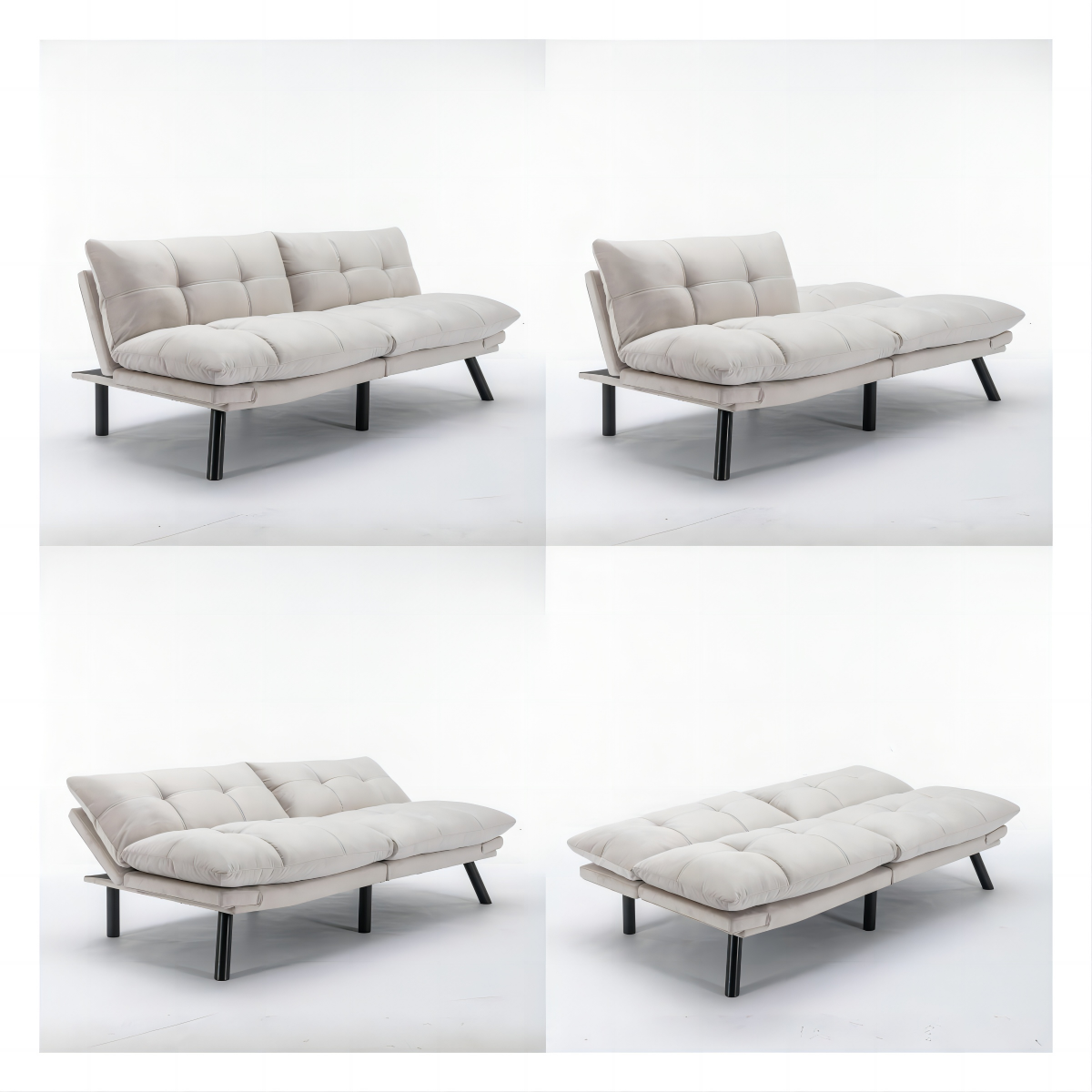 Vega Convertible Folding Modern Sofa Bed - Cream