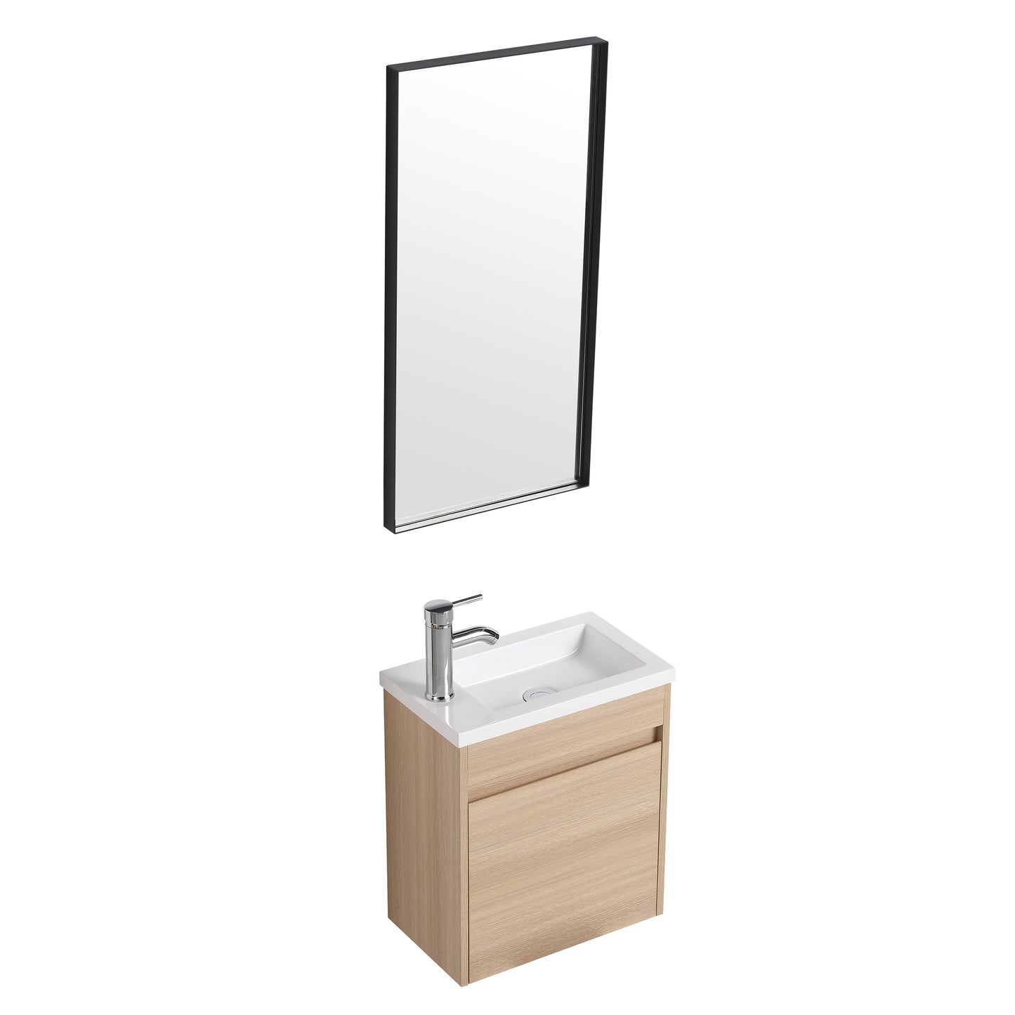 Sirius Wall Mounted Bathroom Vanity With Sink 17 Inch - White Oak