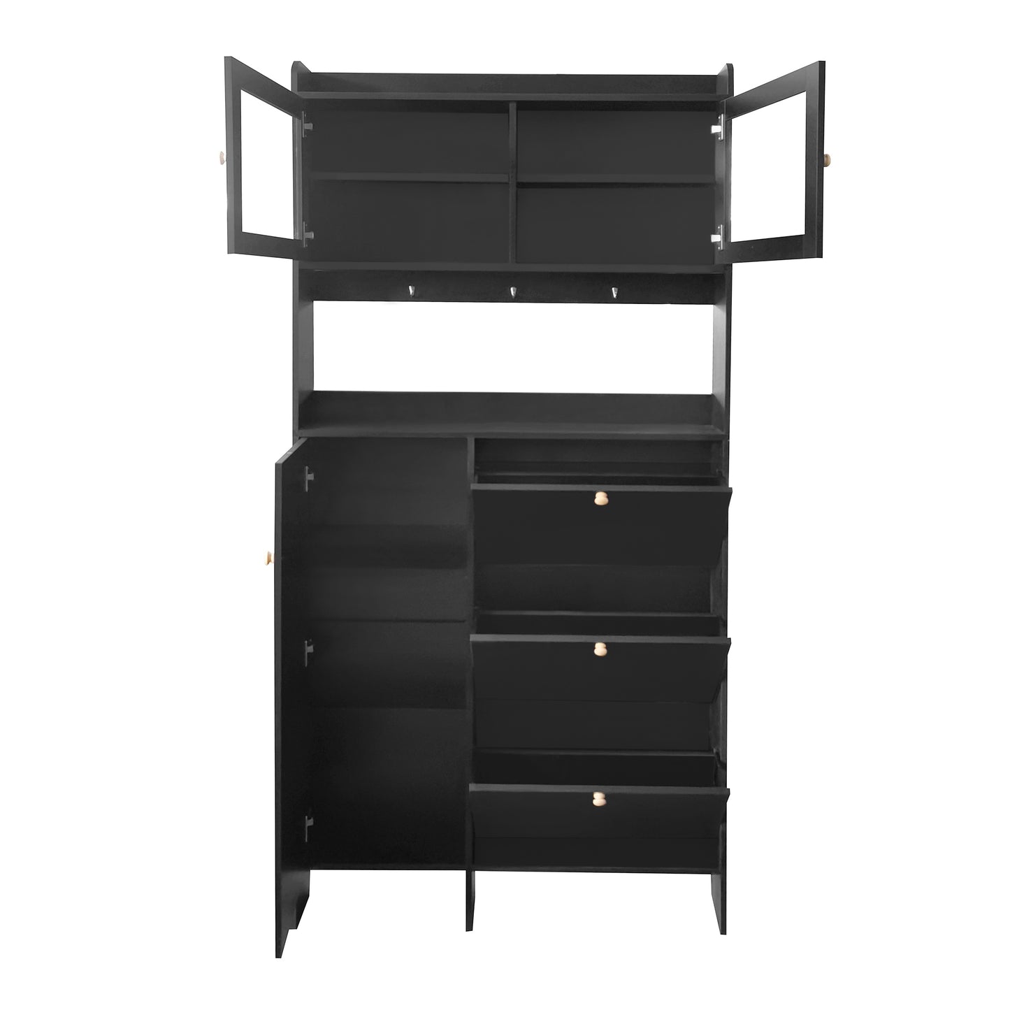 Felix III Shoe Cabinet with Open Storage Space - Black