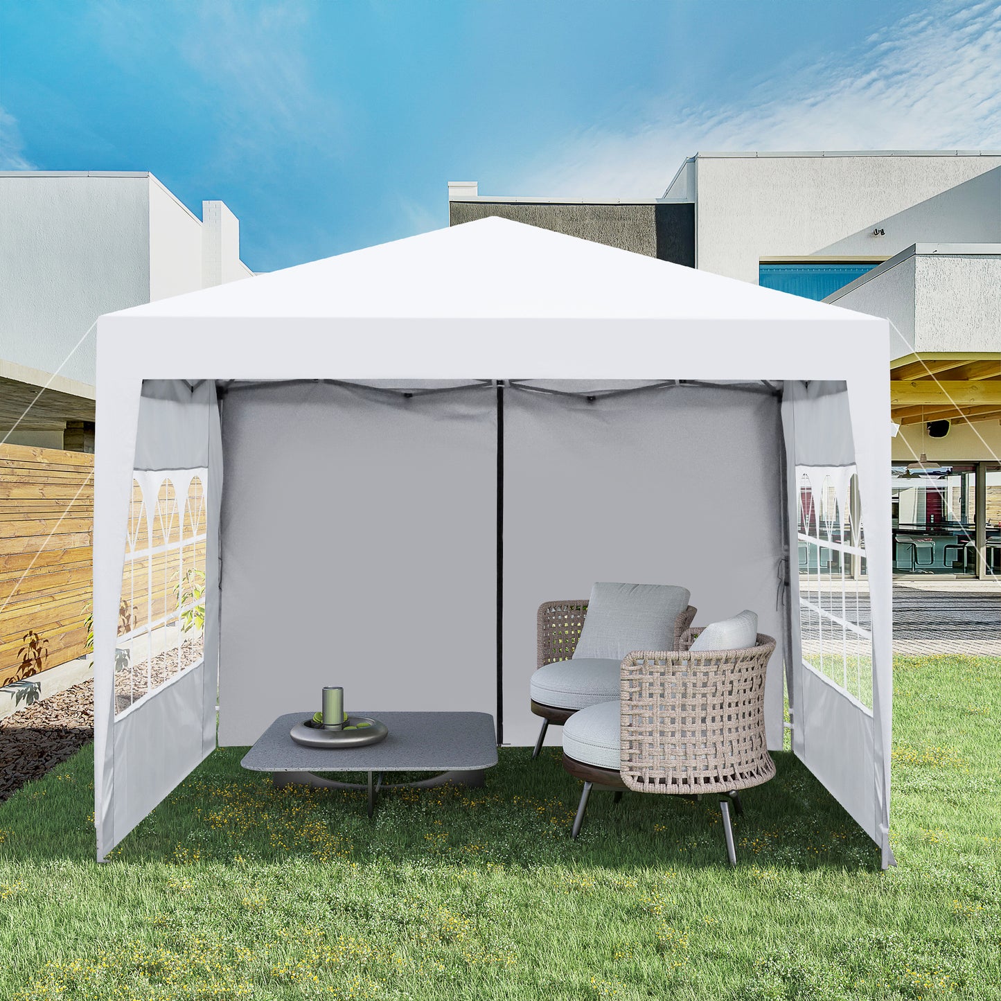 Cami 10 x 10 ft Outdoor Patio Gazebo Canopy Tent - White