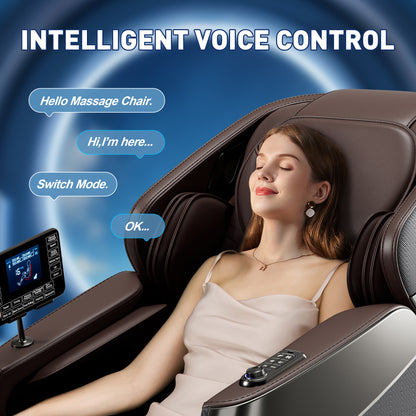 Raya Zero Gravity Full Body Massage Chair with AI Voice Control - Gray+Brown