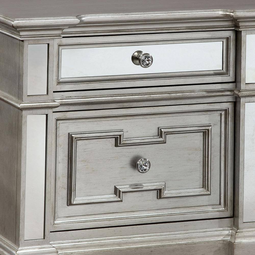 Moor Solid Wood Nightstand - Silver