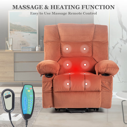 Parsons Power Lift Recliner with Massage Function - Brown