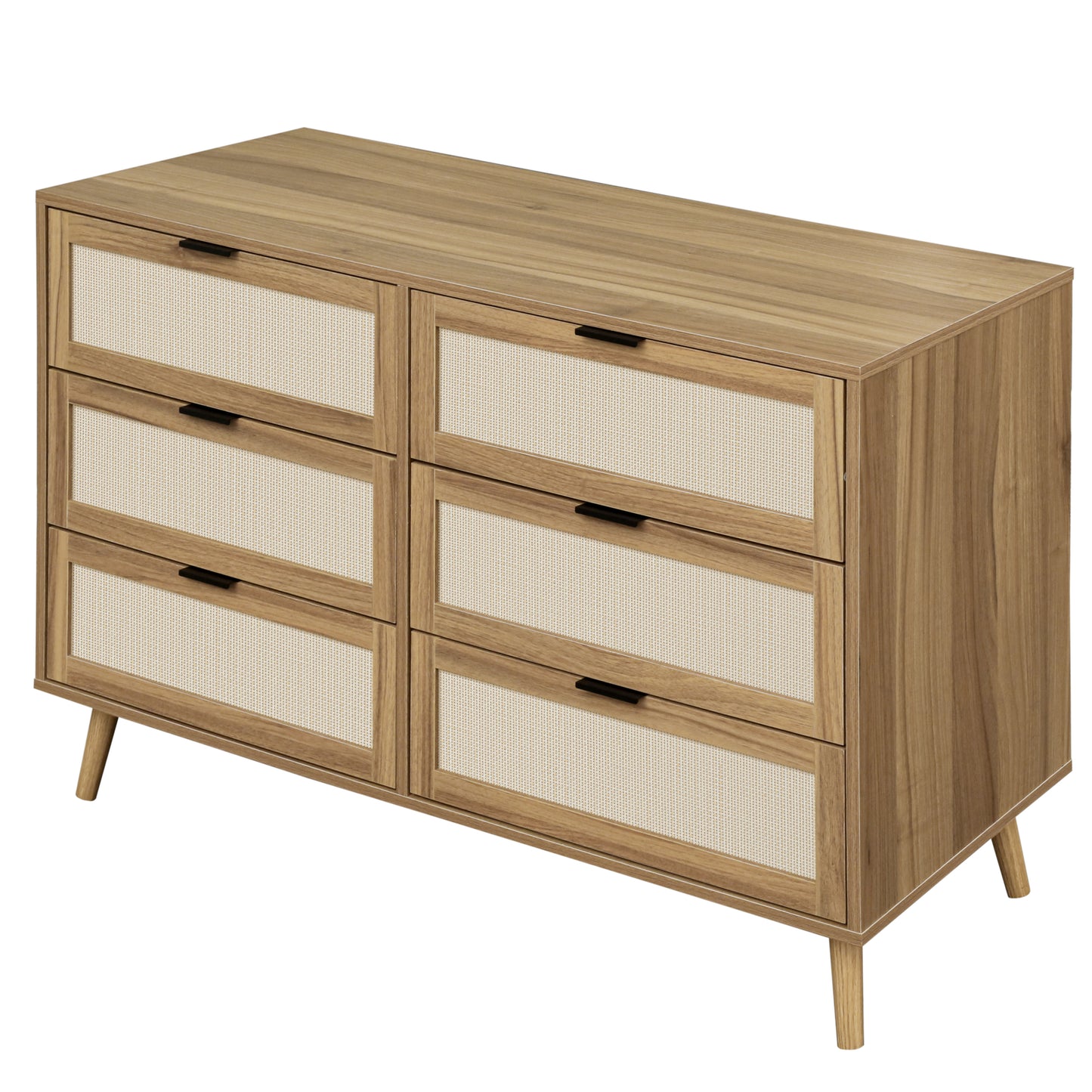 Noi 6 Drawer Dresser Wood Cabinet - Walnut