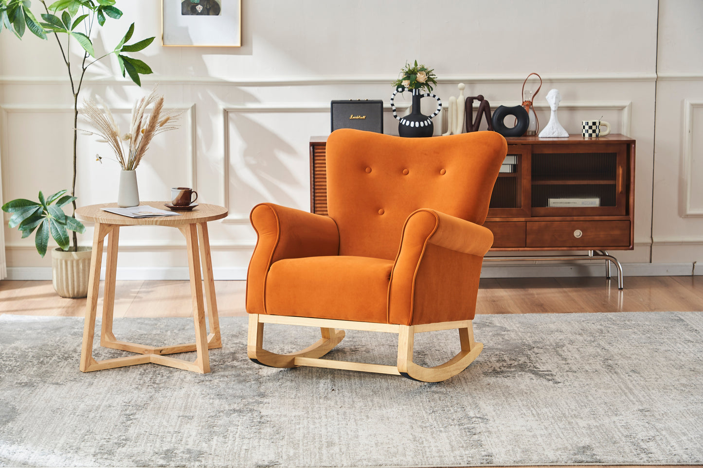 Jarvis Velvet Rocking Chair - Orange