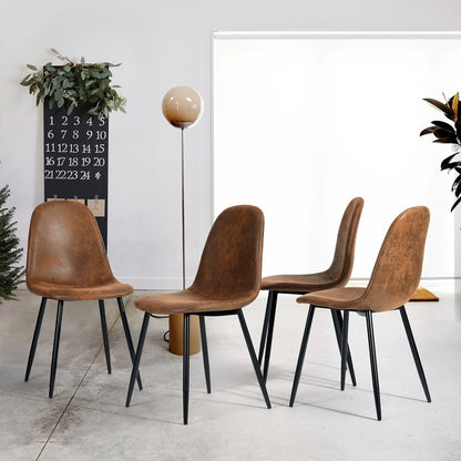 Scandinavian Velvet Chairs (Set of 4) - Suede Brown