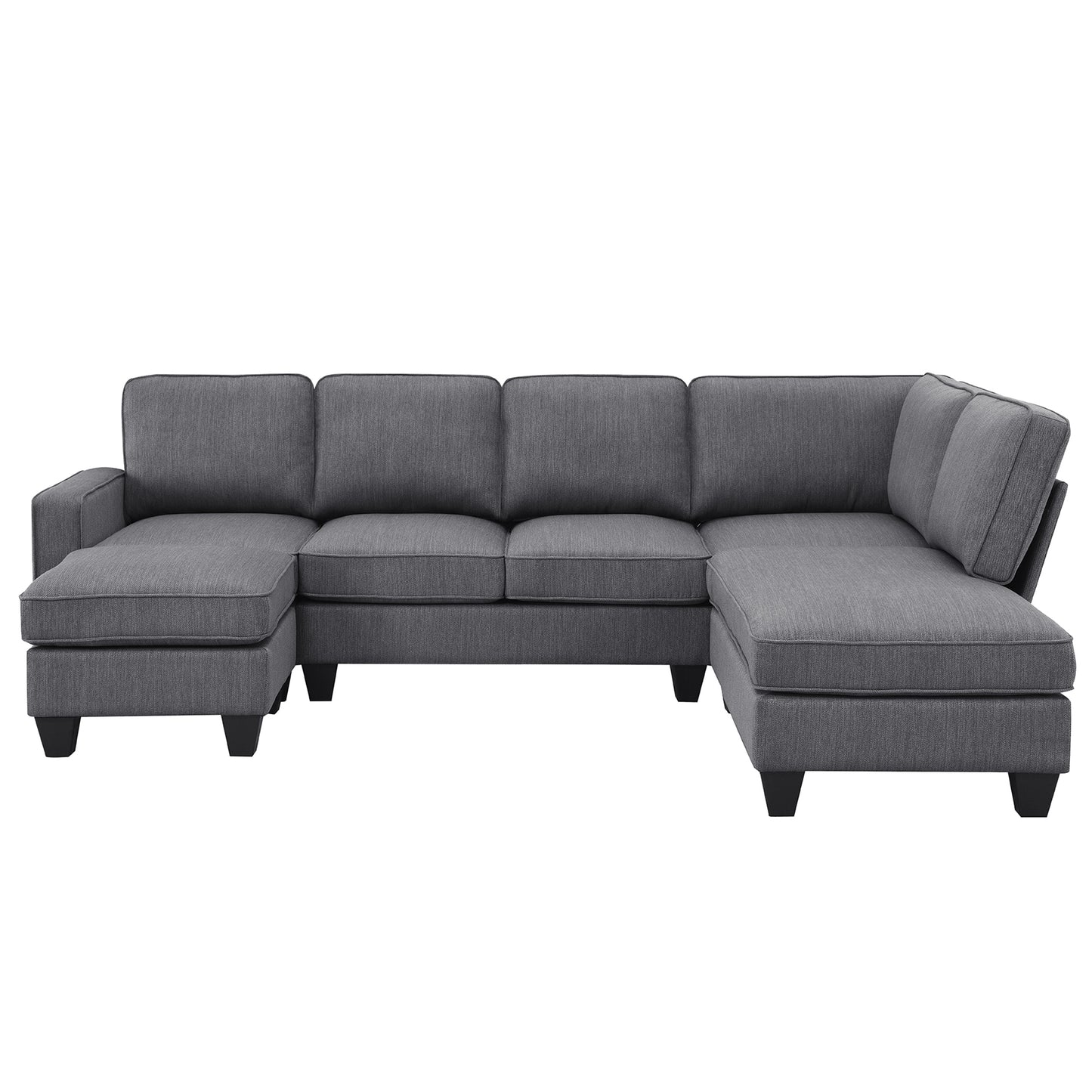 Vortex 7-seat Linen Fabric L-shaped Sectional Sofa - Gray