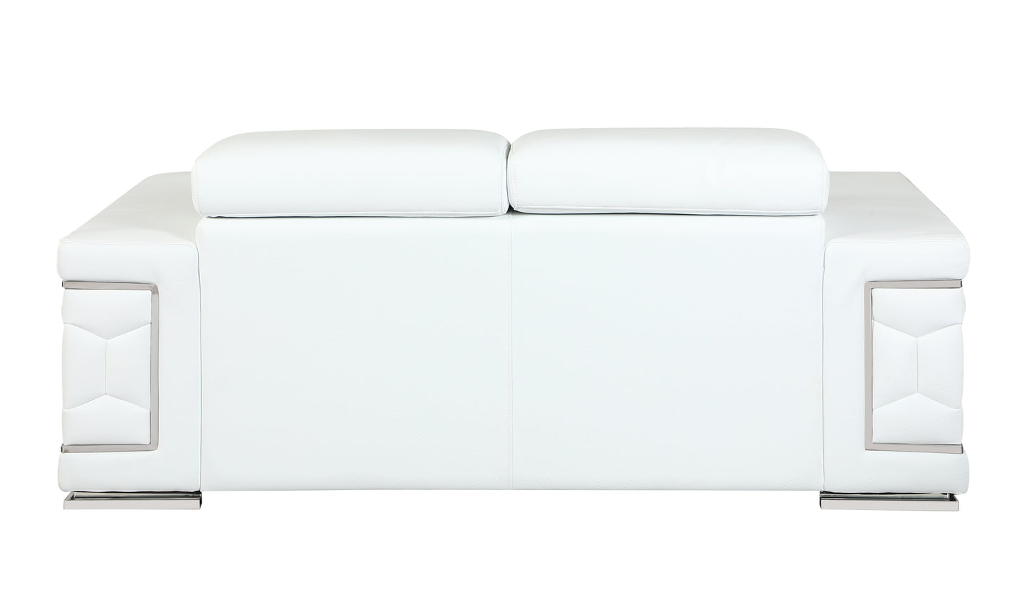 Denzel Top Grain Italian Leather Loveseat - White