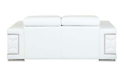 Denzel Top Grain Italian Leather Loveseat - White