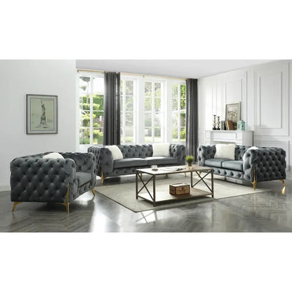 Pratt Tufted Velvet Loveseat - Gray