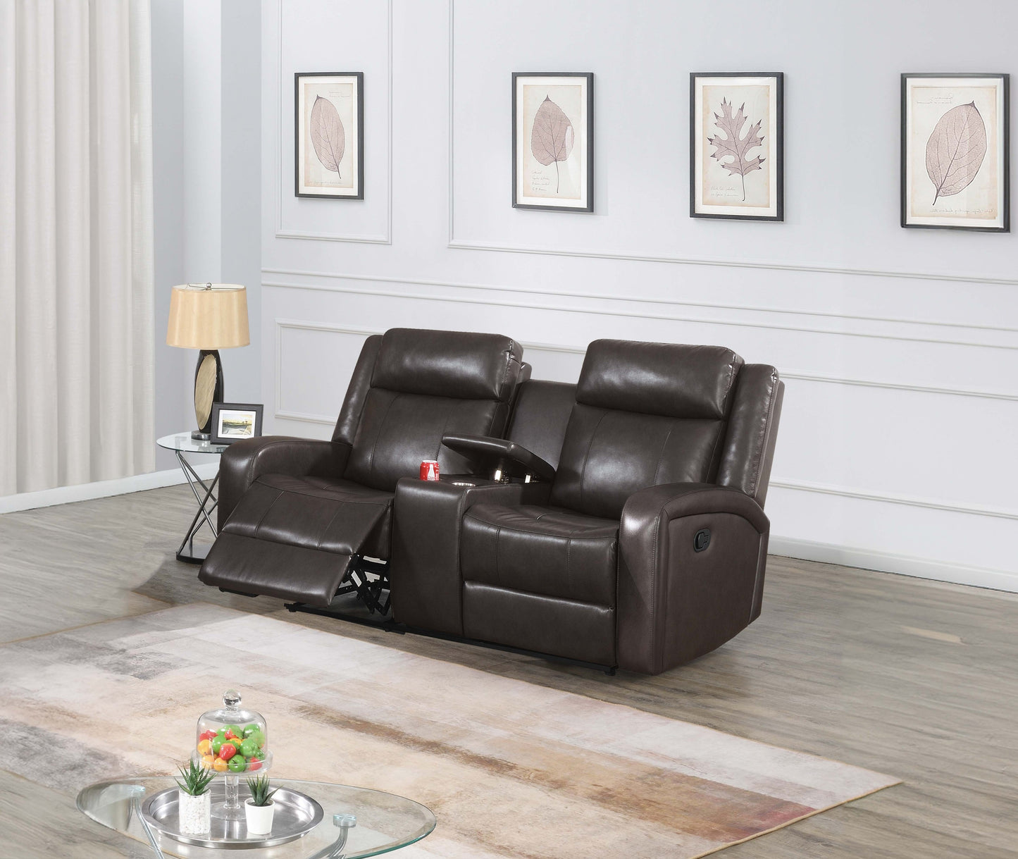 Max Recliner Console Loveseat - Dark Brown