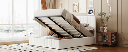 Shell Queen Size Storage Bed w Hydraulic System - White