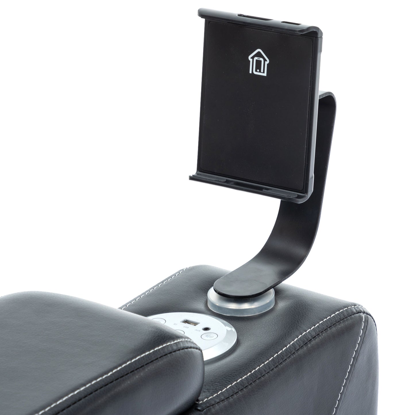 Otto PU Leather Power Recliner r with Surround Sound -Tray Table - Black