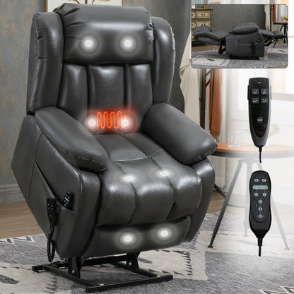 Brooklyn Dual Motor Power Lift Recliner Chair with Massage and Heating - Gray