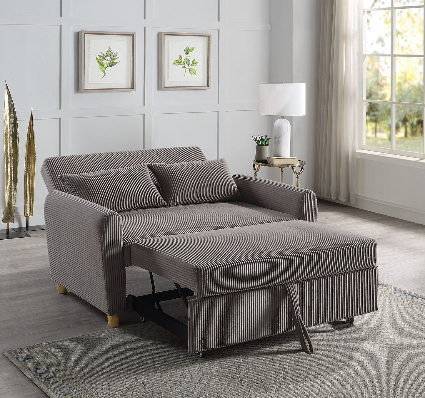 Justine Convertible Sleeper Loveseat - Brown