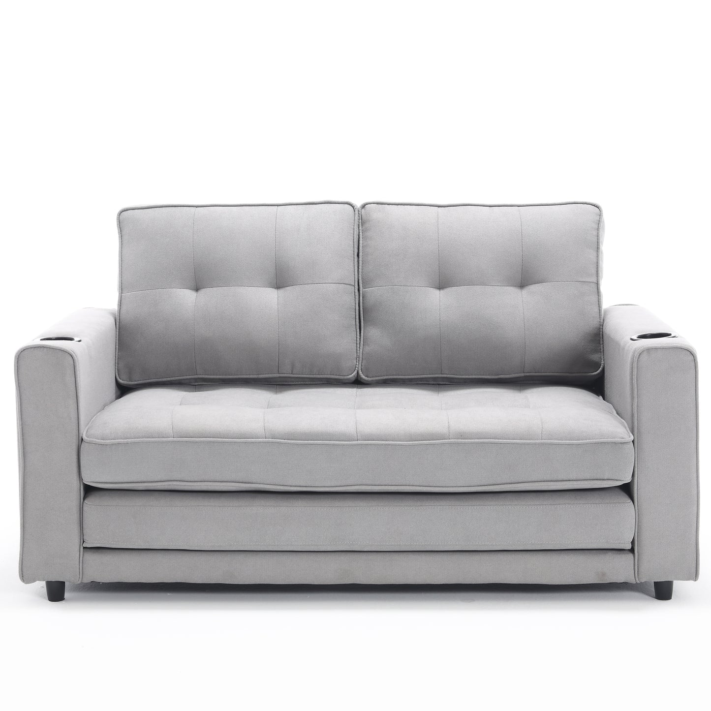 Neo Tufted Loveseat with Pull Out Sleeper - Light Gray