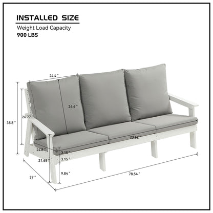 Micki Outdoor 3 Seater Sofa with Cushion - White/Gray