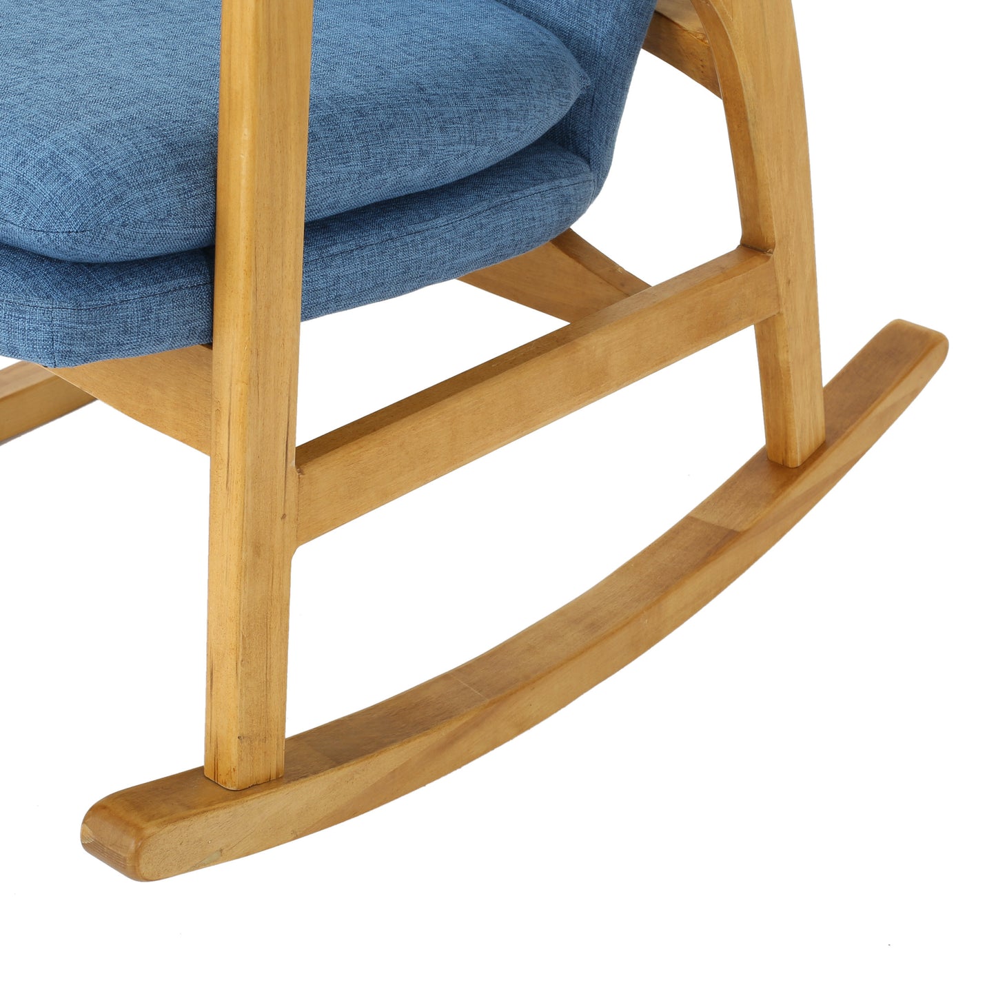 Indo Mid-Century Fabric Rocking Chair - Blue