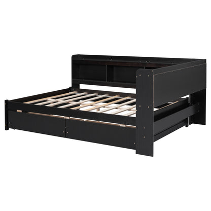 Parker Full Size Daybed with Bookcases -Drawers - Espresso