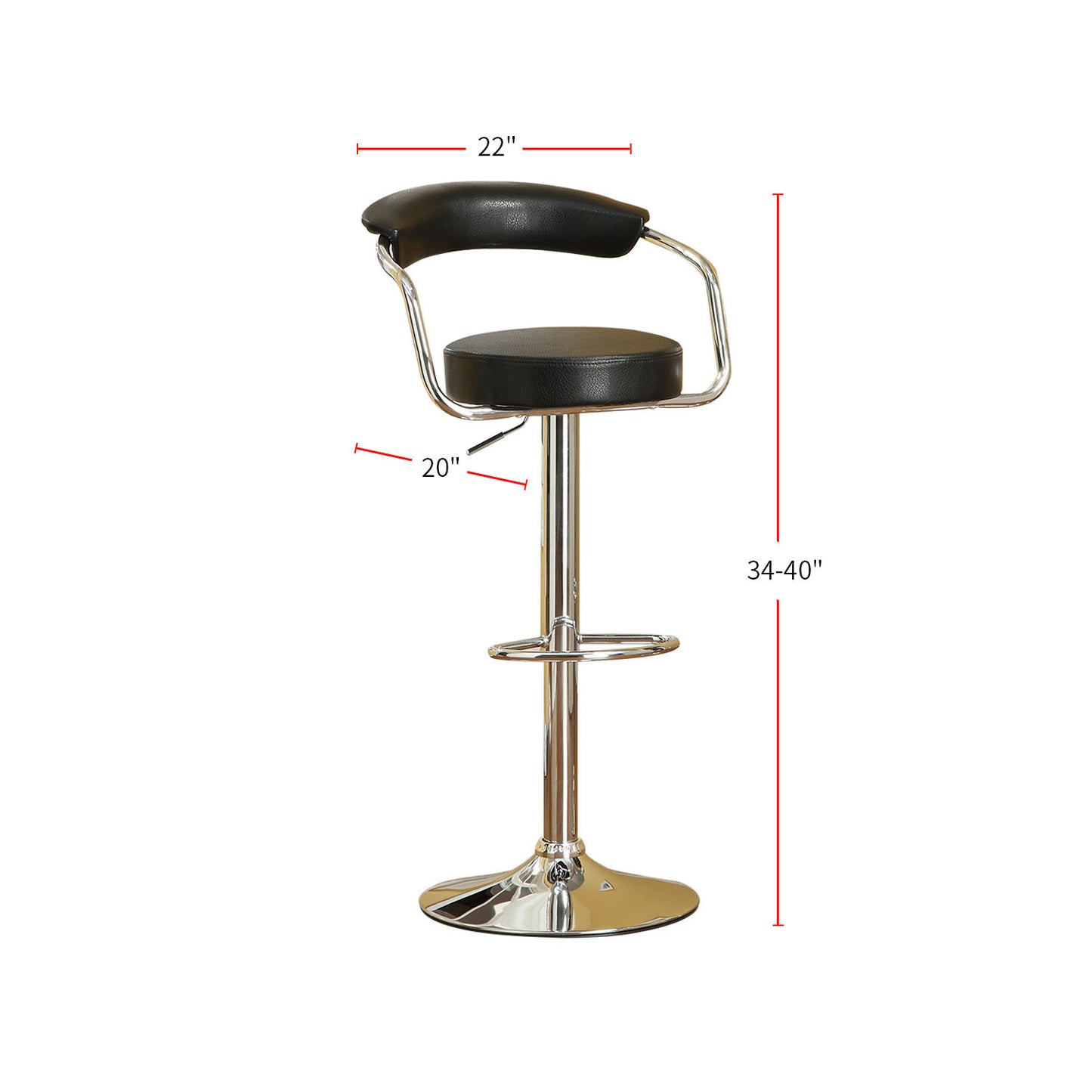 Calista Faux Leather Bar Stools - Black Set of 2