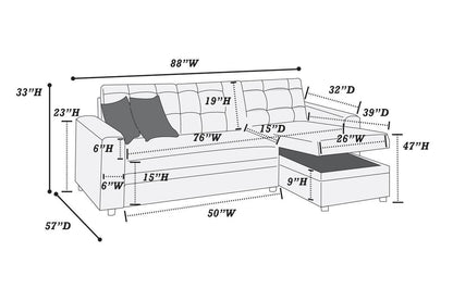 Amir Convertible Sectional Pull Out Bed Sofa Chaise Reversible Storage Chaise  - Black