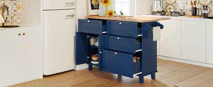 TOPMAX  Kitchen Island Set with 2 Seatings - Blue