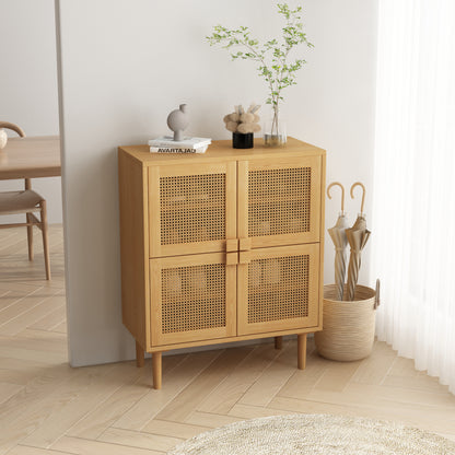 Zook 4-Doors Rattan Mesh Storage Cabinet - Natural