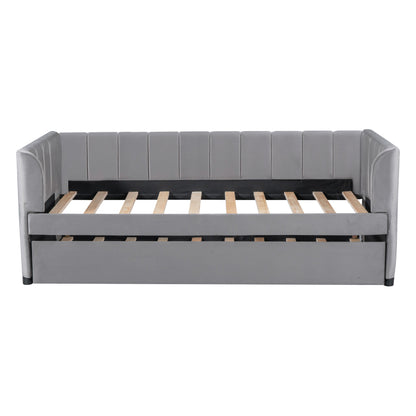 Tano Twin Size Upholstered Daybed with Trundle - Gray