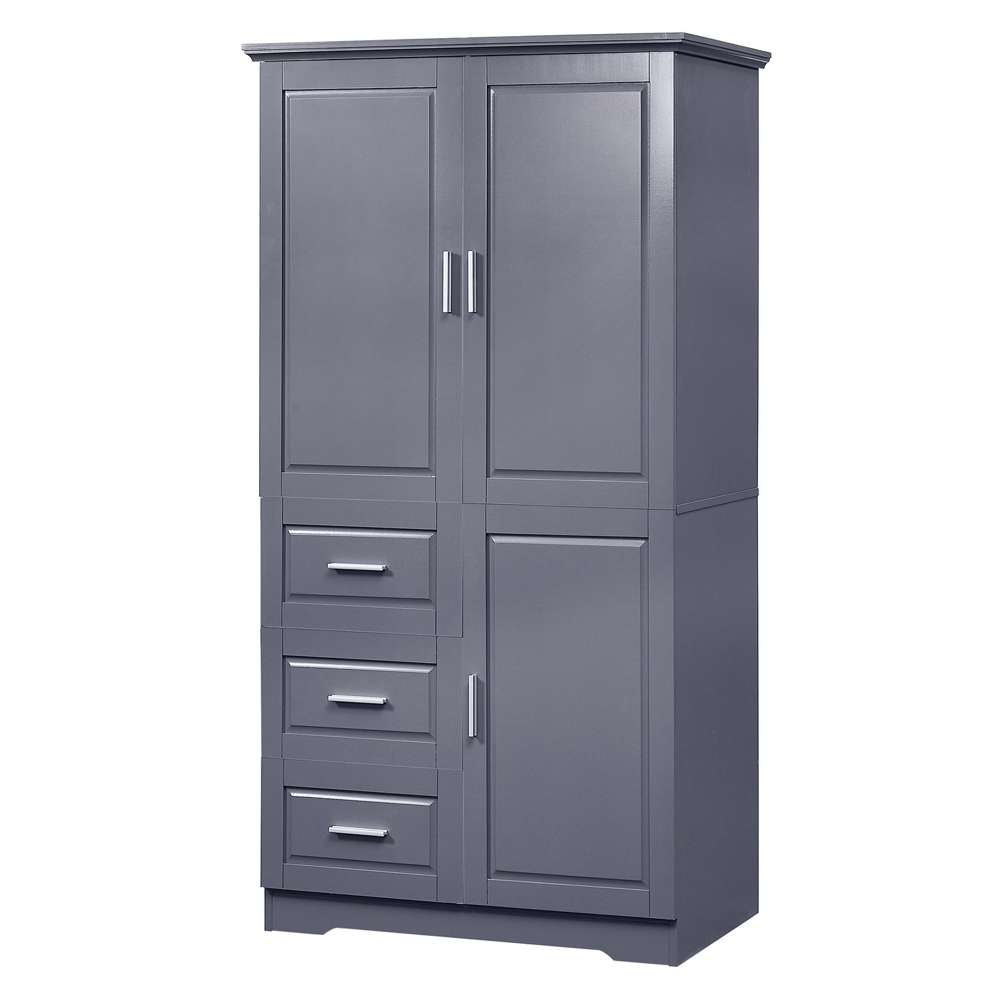 Lofty Cabinet with Doors Three Drawers - Grey