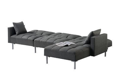 Teena Adjustable Sectional Fabric Sofa w/2 Pillows - Dark Gray