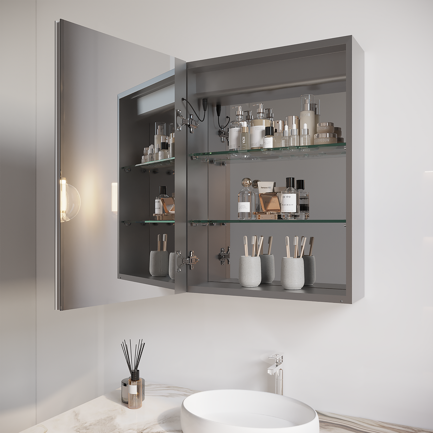 Illuminate Max  Medicine Cabinet with LED Mirror, Anti-Fog-Waterproof