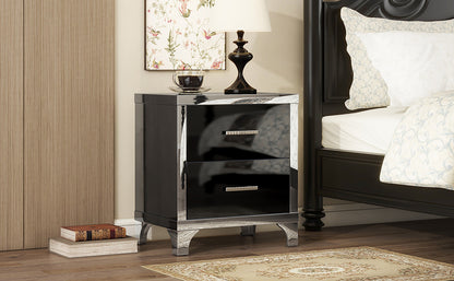 Astral High Gloss Nightstand with Metal Handle - Black