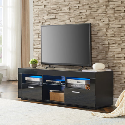 Ford TV Stand with LED Lights - Black