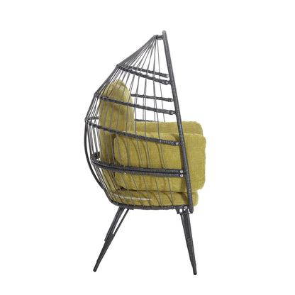 Mora Egg Wicker Outdoor Indoor Basket Chair - Olive Green