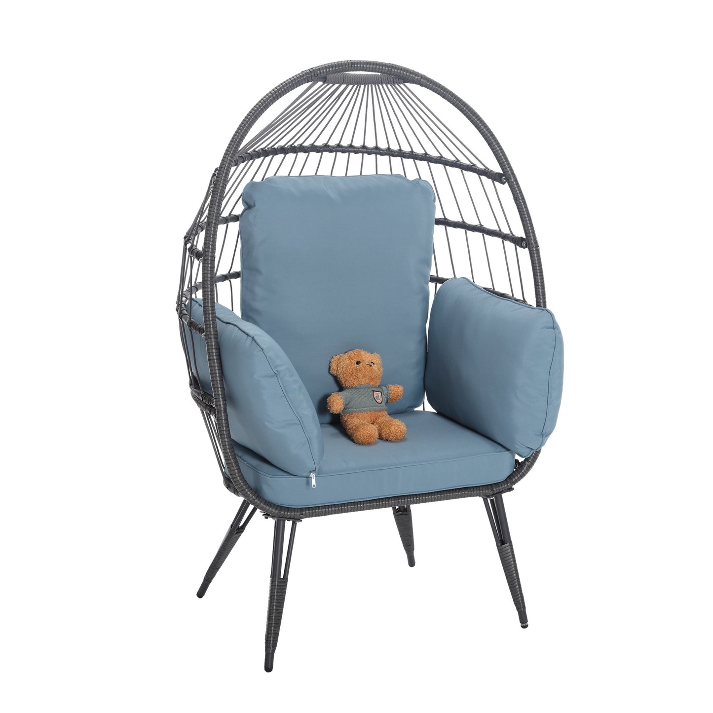 Mora Egg Wicker Outdoor Indoor Basket Chair - Blue