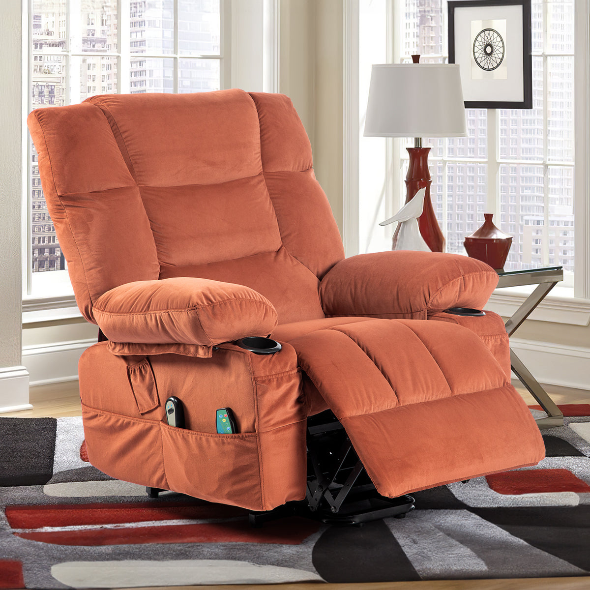 Parsons Power Lift Recliner with Massage Function - Brown