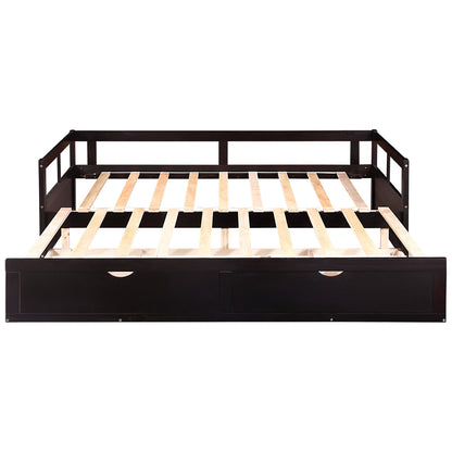 Urban Twin Size Wooden Daybed with 2 Drawers - Espresso