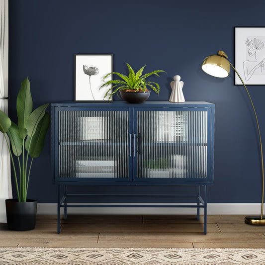 Pratt II Double Door Tempered Glass Sideboard - Blue