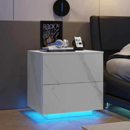 Nami Nightstand with LED Strip Lights - White