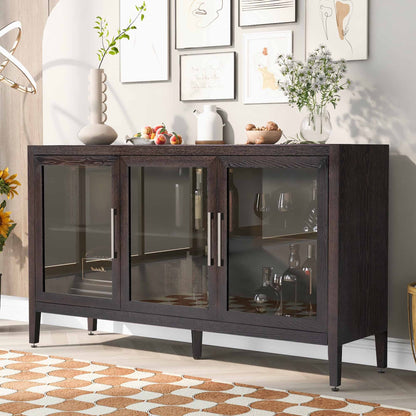 Finch Storage Cabinet with Tempered Glass - Brown