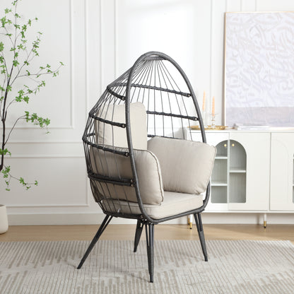 Mora Egg Wicker Outdoor Indoor Basket Chair - Beige