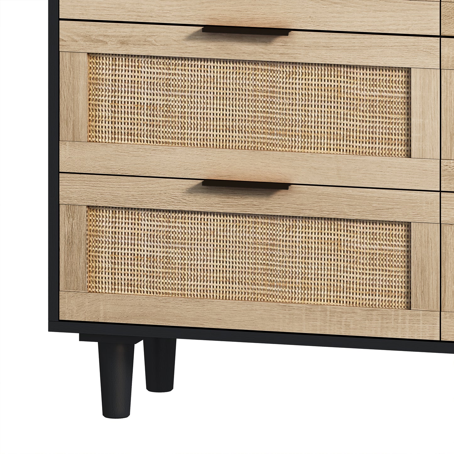 Tero 6 Drawers Rattan Cabinet - Black