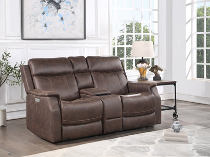 Slater Tailored Power Console Loveseat - Brown