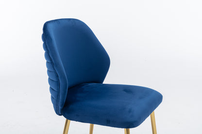 Geer Velvet Dining Chairs with Gold Leg (Set of 2) - Blue