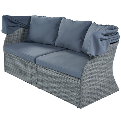 Zella Outdoor Daybed with Retractable Canopy Set - Gray