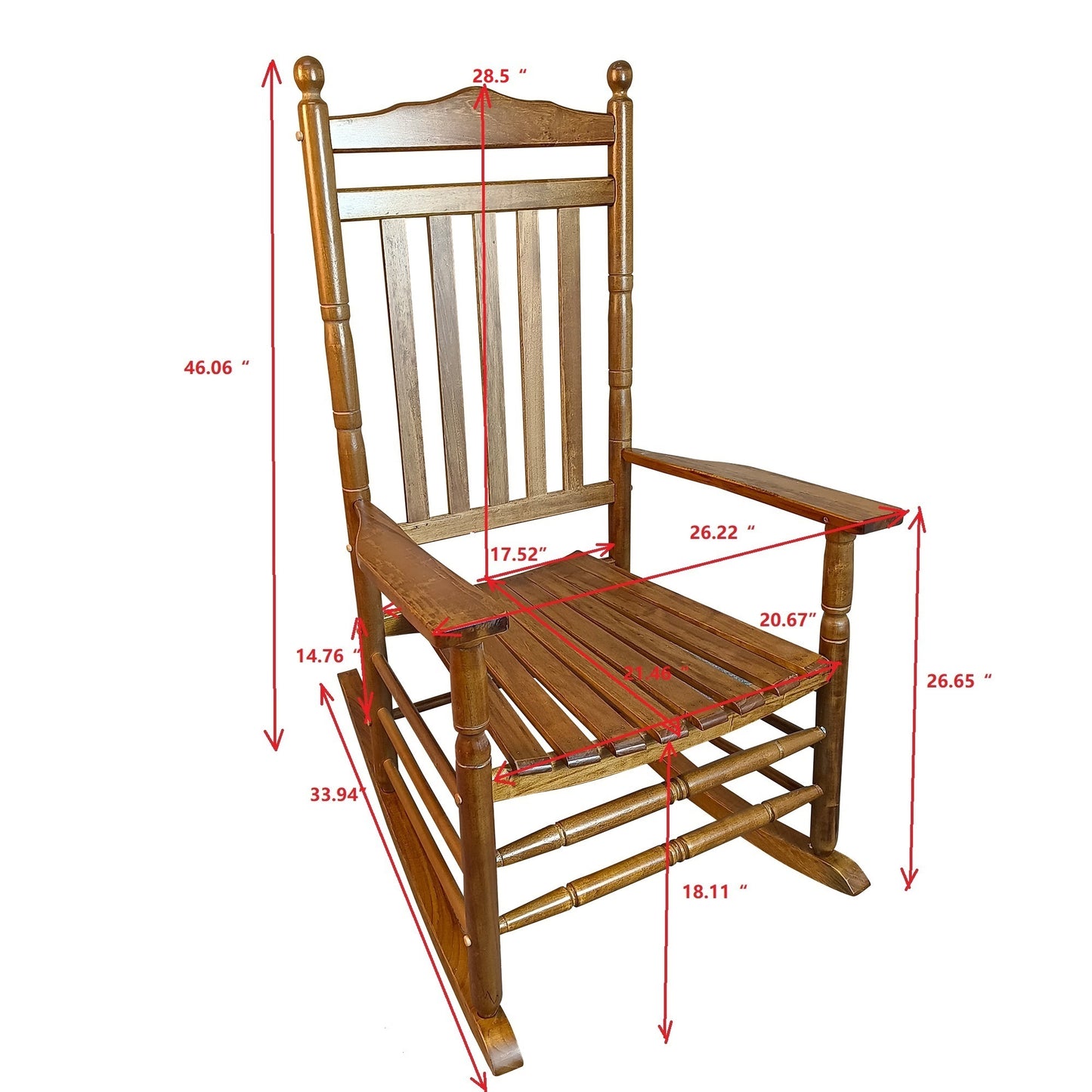 Lupe III Wooden Porch Rocker Chair - Oak